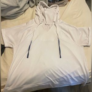 White cable and gauge pullover